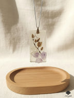 Clear Floral Rectangle Pendant