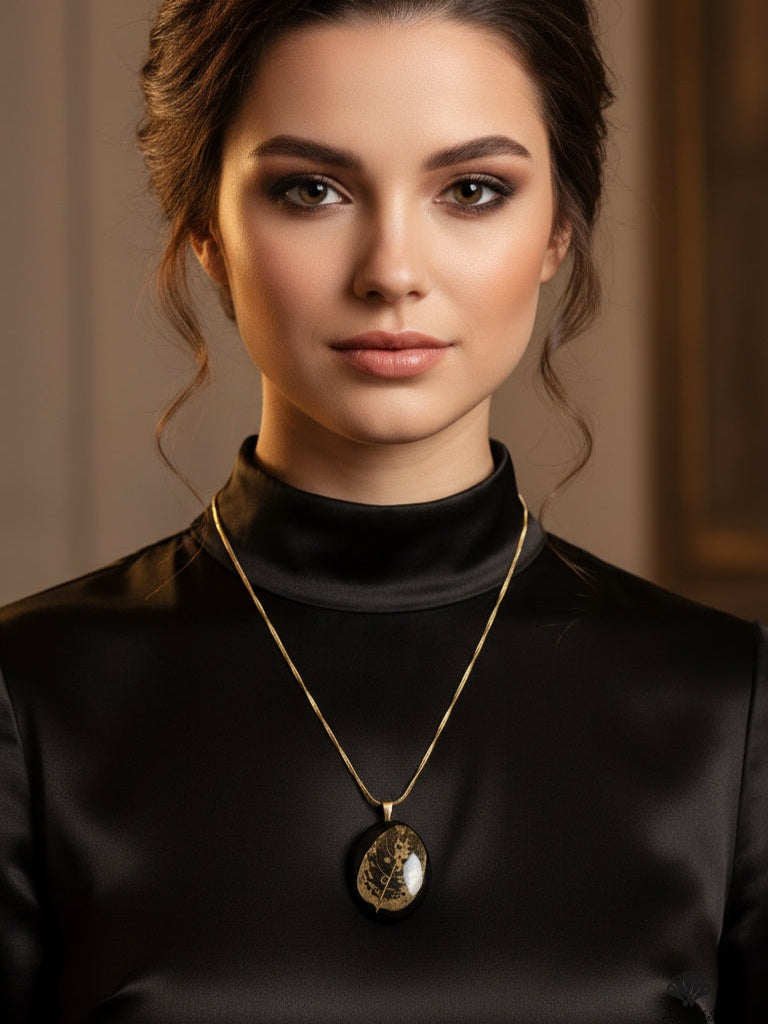 Black Leaf Elegance Pendant