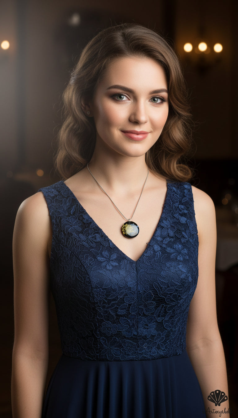 Night Bloom Resin Flower Necklace