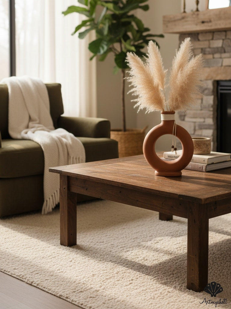 Modern Terracotta Donut Vase with Beaded Accent
