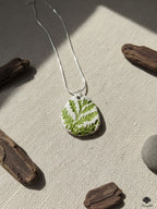 Handmade Fern Leaf Unisex Shell Pendant | Artisan Nature Necklace